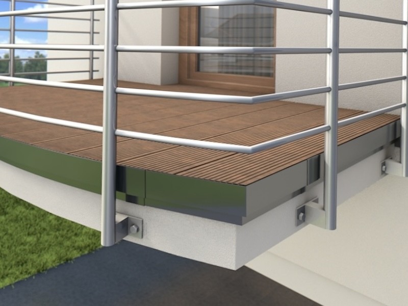 schemat Profil balkonowy W 30/37 flex, balkon wentylowany z posadzką drewnianą, kompozytową